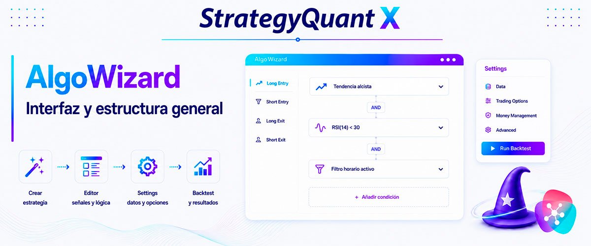 WikiSQX - AlgoWizard > StrategyQuant X: interfaz y estructura general