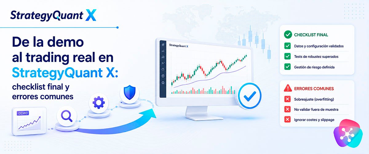 WikiSQX - Software - Builder: De la demo al trading real en StrategyQuant X: checklist final y errores comunes
