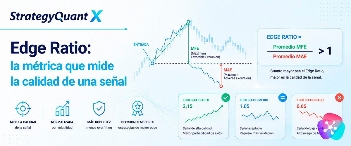 WikiSQX - Software - Builder: Edge Ratio en StrategyQuant X: la métrica que mide la calidad de una señal