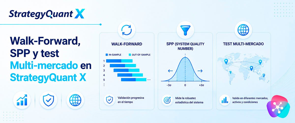 WikiSQX - Software - Builder: Walk-Forward, SPP y test Multi-mercado en StrategyQuant X