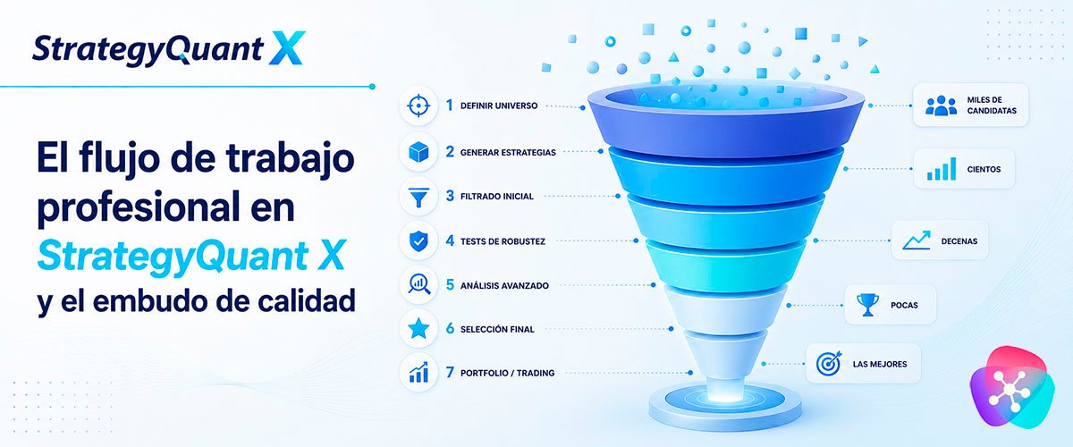 WikiSQX - Software - Builder: El flujo de trabajo profesional en StrategyQuant X y el embudo de calidad