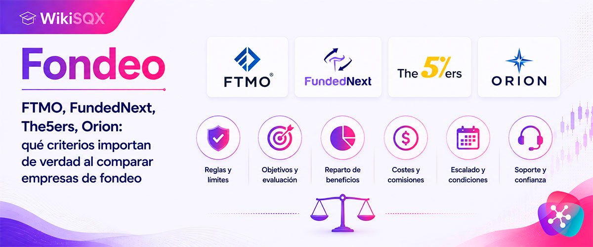 WikiSQX - Fondeo > FTMO, FundedNext, The5ers, Orion: qué criterios importan de verdad al comparar empresas de fondeo